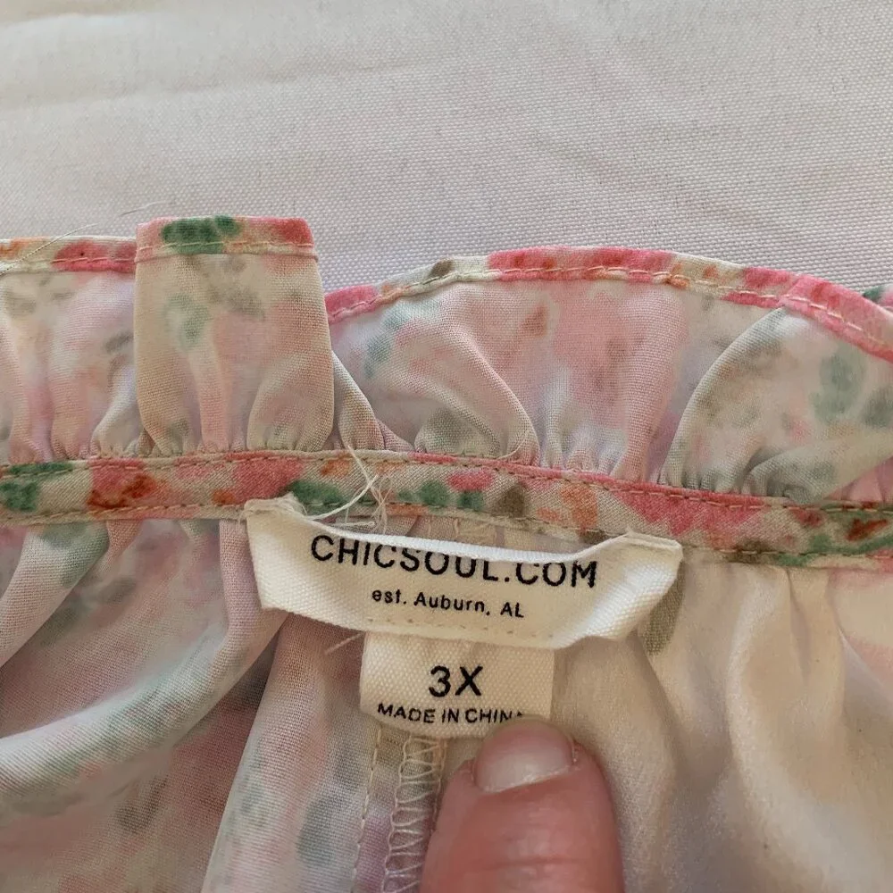 Chic Soul Long Sleeve 3X floral print blouse - Picture 5 of 13